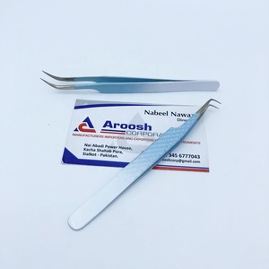 Pince à épiler d'extension de cils en acier inoxydable de haute qualité avec prise en diamant 90 degrés courbe en J double ton durable pointu - Product Image 5