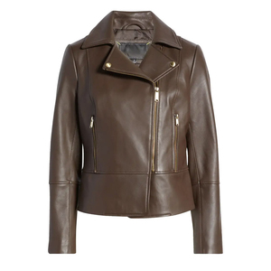 Nouveau manteau matelassé en cuir véritable pour femmes automne hiver avec doublure en coton à manches longues - Product Image 5