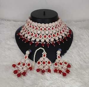 ชุดเครื่องประดับชุบทองและชุดสร้อยคอทองแดงแบบดั้งเดิมของอินเดียสำหรับผู้หญิงและเด็กผู้หญิงเครื่องประดับอินเดียสำหรับผู้หญิง - Product Image 5