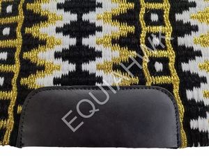100% New Zealand Woolen Horse Saddle Blanket Smart Show Pad <b>Fabric</b> Lining Pure Golden Metallic <b>Black</b>/White/Yellow Size 34x42 - Product Image 6