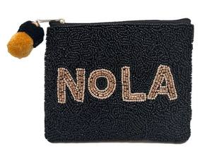 <b>Zip</b> Bag Coin <b>Pouch</b> Handmade Beaded Coin Purse With Detachable Ring for Gameday Money Storage and Cards from India - Product Image 3