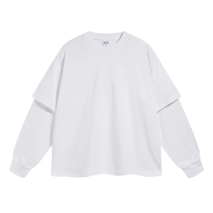 เสื้อยืดคอกลมแขนยาวสองชั้นสำหรับผู้ชายเสื้อยืด100% แบบธรรมดารุ่น300 GSM พิมพ์ลายสกรีนตามสั่ง - Product Image 1