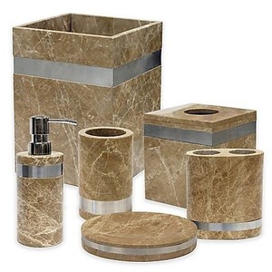 Incrustation bois résine ensemble de salle de bains décoration de luxe accessoires de maison or moderne sanitaire Suite résine ensemble de salle de bains vente en gros - Product Image 4