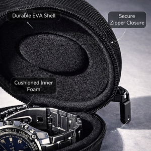 Boîte de rangement portable en plastique anti-rayures pour montres avec fermeture éclair - Organisateur compact pour montres résistant aux chocs pour les voyages - Product Image 4