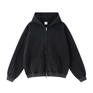 OEM Sweat à capuche de grande qualité avec double fermeture éclair et logo personnalisé Sweat à capuche zippé en coton et en polaire pour hommes - Product Image 2