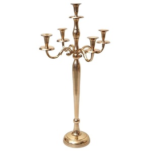 Candelabro Decorativo de Aluminio de Cinco Brazos con Acabado Dorado para Eventos, Fiestas y Festivales, Candelabro de Pie - Product Image 4