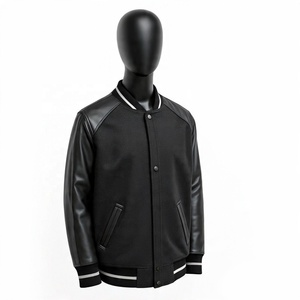 Logo personnalisé brodé coupe-vent hip-up baseball en cuir vintage mode sport surdimensionné streetwear veste universitaire - Product Image 1