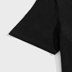 100% <b>Polyester</b> Cotton Slim Fit <b>Short</b> Sleeves Crew Neck Black T Shirts and Orange <b>Shorts</b> Twinset T-Shirts and <b>Shorts</b> Set - Product Image 4