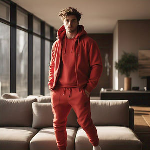 Conjunto Deportivo de Tres Piezas con Capucha para Invierno, Diseño Personalizado, Transpirable, Resistente al Viento, Ecológico, Pantalones Deportivos de Felpa, Sudadera - Product Image 3