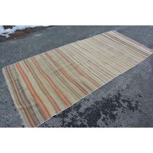 4.6x10.3 ft Vintage Large Rug, <b>Brown</b> Orange Turkish Bordered <b>Wool</b> Rug - Product Image 3