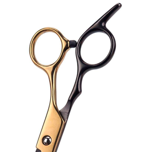 กรรไกรตัดผมสแตนเลสสตีลคุณภาพสูงกรรไกรตัดผมมืออาชีพปรับแต่งโลโก้ได้ตามต้องการสีดำทอง - Product Image 5