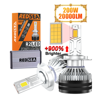 REDSEA Vente Flash R2 200W 50000LM Ampoules de Phare LED H4 H7 H11 HB3 HB4 Système d'Éclairage Automobile Haute Puissance Canbus Phare LED H7