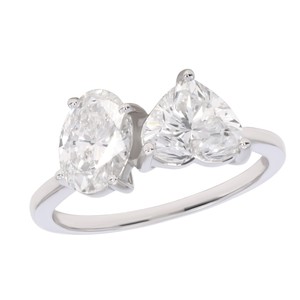 Bague de fiançailles ouverte en forme de cœur et de moissanite ovale de 2.20 ct/diamant en or 10K/14K/18K ou en argent sterling 925 - Product Image 6