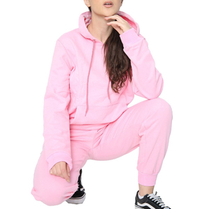 Conjunto de Sudadera con Capucha y Pantalones Deportivos Rosa Personalizado para Mujer, Conjuntos Deportivos de Dos Piezas, Venta al Por Mayor Personalizada - Product Image 2