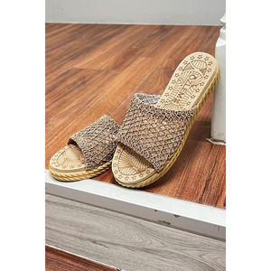 Open Toe Mink Knitted Pattern for Slippers Breathable Wool Insole Anti-Slip EVA Outsole Massage Trendy Features for Summer - Product Image 2
