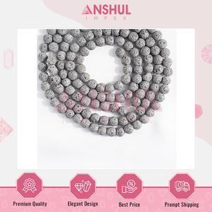 Proveedor indio de hebras de cuentas redondas de Lava Gris de 8mm de tamaño de piedras preciosas brillantes y pulidas de buena calidad para compra a granel - Product Image 5