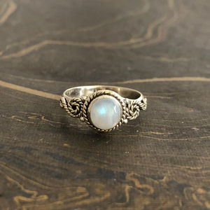 Designer Boho Moonstone <b>Ring</b> (3.2 Grams) Vermeil Plated Bezel Set Pear Shape Natural Stone Hip Hop Style for Everyday Wear - Product Image 1