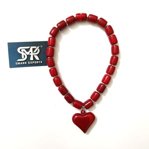 Trending Multicolor Handcrafted Resin Heart <b>Pendant</b> Necklace with Chunky Beads Magnetic Style Lock for Womens Angel Fashion Look - Product Image 3