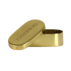 Brass <b>Toothpicks</b> Case <b>Toothpick</b> <b>Holder</b> Dustproof Golden Color Finishing Rectangular Suitable for Kitchen Party hotel Ware Use - Product Image 3