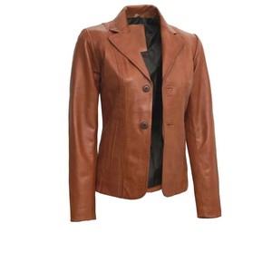 Nuevo abrigo de cuero marrón para mujer Nuevo estilo de moda Abrigo de cuero de piel de oveja genuina personalizado Suministro ODM - Product Image 5