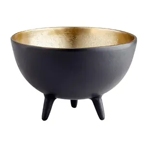 Black Decorative Kitchen Area Deco Aluminum Bowl on Footed Base Decorative Dry Fruit Bowls Solid Cast Brass Painted Enamel Bowl