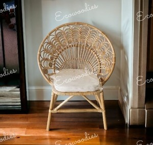 เก้าอี้หวายสำหรับเด็กเก้าอี้ทรงนกยูงเก้าอี้หวายทำด้วยมือเก้าอี้เท้าแขนหวายน่ารักสำหรับเด็กวัยหัดเดินห้องนอนเด็กหรือห้องเด็กเล่น - Product Image 2