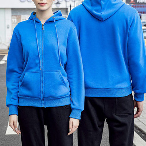 Logo personnalisé vierge sweats à capuche en coton épais noir surdimensionné hommes chenille broderie pleine fermeture éclair visage sweats à capuche livraison DDP - Product Image 2