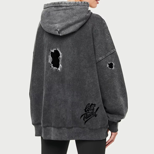 Sudadera con Capucha de Felpa Francesa de Alta Calidad con Bordado Personalizado, Estilo Holgado con Hombros Caídos para Mujer - Product Image 6