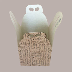 10 Cajas de Regalo Cuadradas para Panettone de 1 kg, en Cartón Marrón con Gráficos de Palabras Navideñas y Asa, para Celebraciones Festivas - Product Image 1