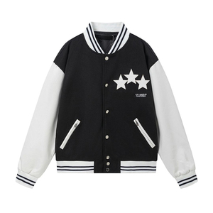 Veste de baseball de style streetwear pour homme, nouvelle arrivée en gros, de haute qualité, en cuir de vache enduit, broderie, col montant - Product Image 1