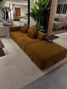 Sofá Seccional Modular Moderno Tapizado en Color Marrón Cálido para Sala de Estar o Junto a la Piscina - Product Image 3