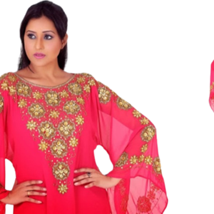 Farasha Kaftan ชุดเดรสยาวสำหรับสตรีมุสลิมดีไซน์โมร็อกโก2022ดูไบชุดเดรสยาวประดับลูกปัดหินแบบทำมือ - Product Image 1