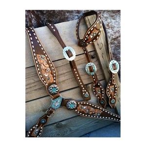 Ensemble de têtière et de collier de poitrail western peints à la main, cuir de vachette de qualité supérieure, léger, designs tendance, équipement équestre saisonnier - Product Image 4