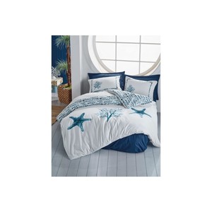 Maritime <b>Single</b> Duvet Cover <b>Set</b> Cotton Box Luxury Navy Blue Satin <b>Bedding</b> for Home Available in King Twin Sizes 3 or 4 Pcs - Product Image 1