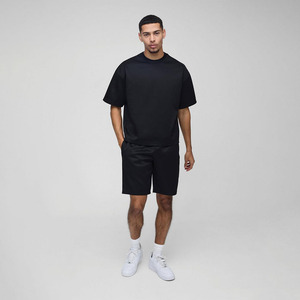 Conjunto de chándal de dos piezas de gran tamaño de verano para hombre, camiseta informal de manga corta y pantalones cortos, ropa de calle, gimnasio, salón o uso diario - Product Image 1