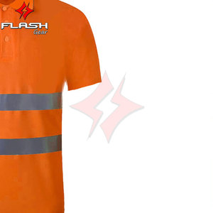 Polo de travail réfléchissant fluorescent haute visibilité orange, conforme à la norme ANSI classe 1, imperméable, avec logo personnalisé - Product Image 3