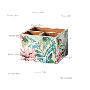 Porta Cubiertos de Madera con Diseño Floral y Tres Compartimentos para Accesorios de Cocina - Product Image 6