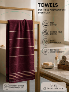 Toalla Arvis Roxanne de Felpa 50x90cm 100% Algodón con Elegantes Líneas de Poliéster 300-600 GSM Suave Absorbente Venta al por Mayor - Product Image 1