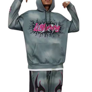 Conjunto de chándal de invierno de tamaño grande con serigrafía sólida informal para hombre hecho a medida con logotipo personalizado para uso en exteriores Servicio OEM - Product Image 2