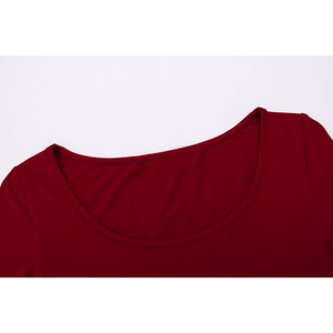 Camiseta Roja Corta de Cuello Redondo para Mujer, Manga Corta, Ajustada, Informal, Tejida, Lisa, Trackstar OEM, Marca Privada TSI-G05-P0245 - Product Image 4
