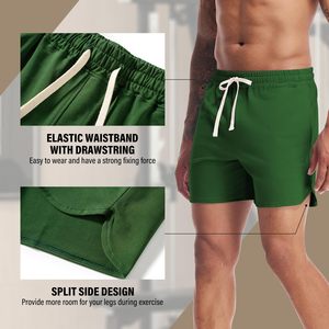 Shorts de sport pour homme en coton écologique, respirants, à séchage rapide, taille haute, avec cordon de serrage - Product Image 4