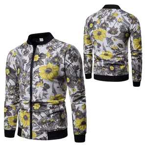 Hot Sale Customized Hip Hop Bomber Jacket Full Print Sublimated Design with Stand Collar New Fashion Canvas <b>Fabric</b> - Product Image 3