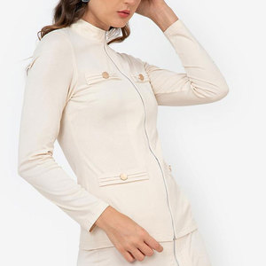 Top de manga larga con cremallera de algodón para mujer, novedad de verano, venta en línea a bajo precio - Product Image 3