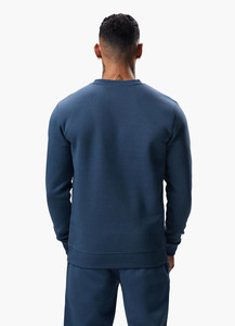 OEM col rond bleu solide avec sweat-shirt à manches longues coupe régulière pour hommes fabrication entièrement personnalisée par Huzaifa Products - Product Image 2