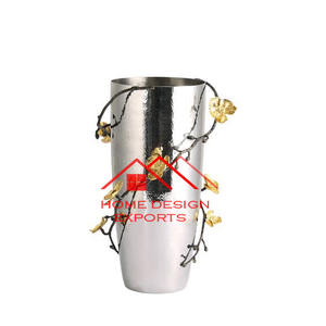 Jarrón de Metal con diseño personalizado y acabado plateado brillante, superventas, hogar, Hotel, sala de estar, mesa de café, decoración, jarrón de Metal - Product Image 3