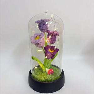Veilleuse créative faite à la main, ornement floral tissé, plante en pot, fleur éternelle, multi-fleurs, avec couvercle en acrylique mignon - Product Image 3