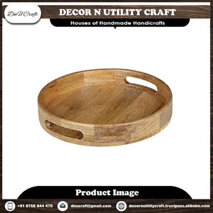 Plateau de service artisanal en bois de Sheesham avec poignée, finition laquée, pour usage résidentiel - Product Image 6