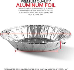 กระทะพายอลูมิเนียมฟอยล์ขนาด6นิ้ว (จำนวน50ชิ้น) กระป๋องขนาดเล็กแบบใช้แล้วทิ้งและรีไซเคิลได้สำหรับเบเกอรี่ร้านกาแฟร้านอาหาร - Product Image 3