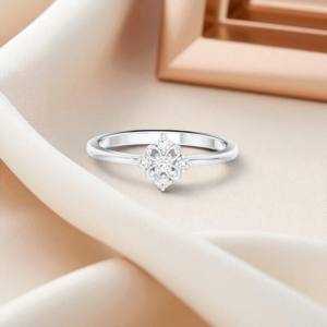 Juego de puntas de diamante de corte redondo cultivado en laboratorio de 0,10 quilates, anillo elegante floral hecho en platino para ella - Product Image 2