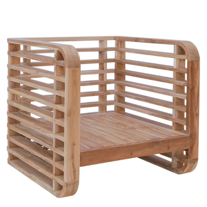 Sofá Individual de Madera de Teca Stockton para Exteriores, Madera de Teca Maciza Resistente al Agua para Jardín y Villa - Product Image 2